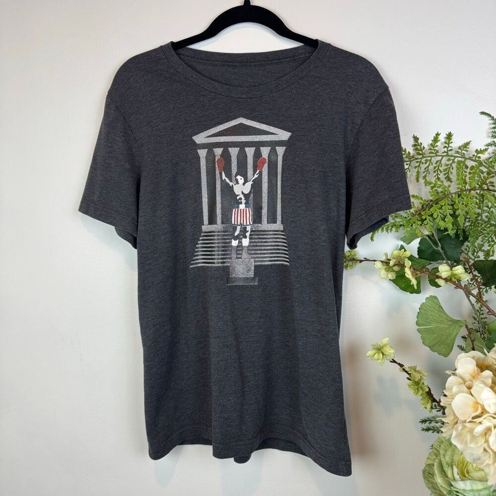 Rocky Philadelphia Boxing Graphic Tee Dark Charcoal Gray Short Sleeve Crewneck T
